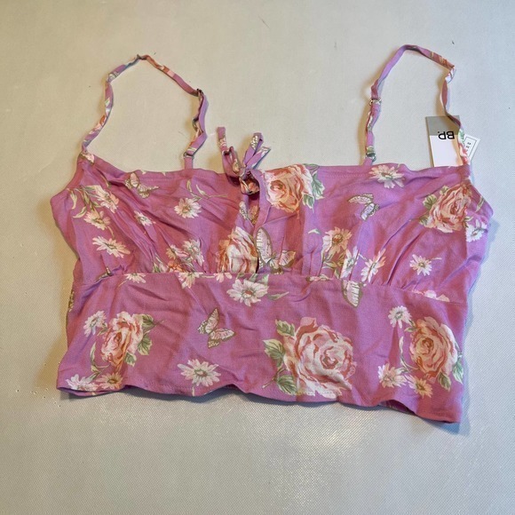 BP Womens Small Floral‎ Print Tie Front Cami Top Adjustable Straps Pink Women's - Picture 1 of 10